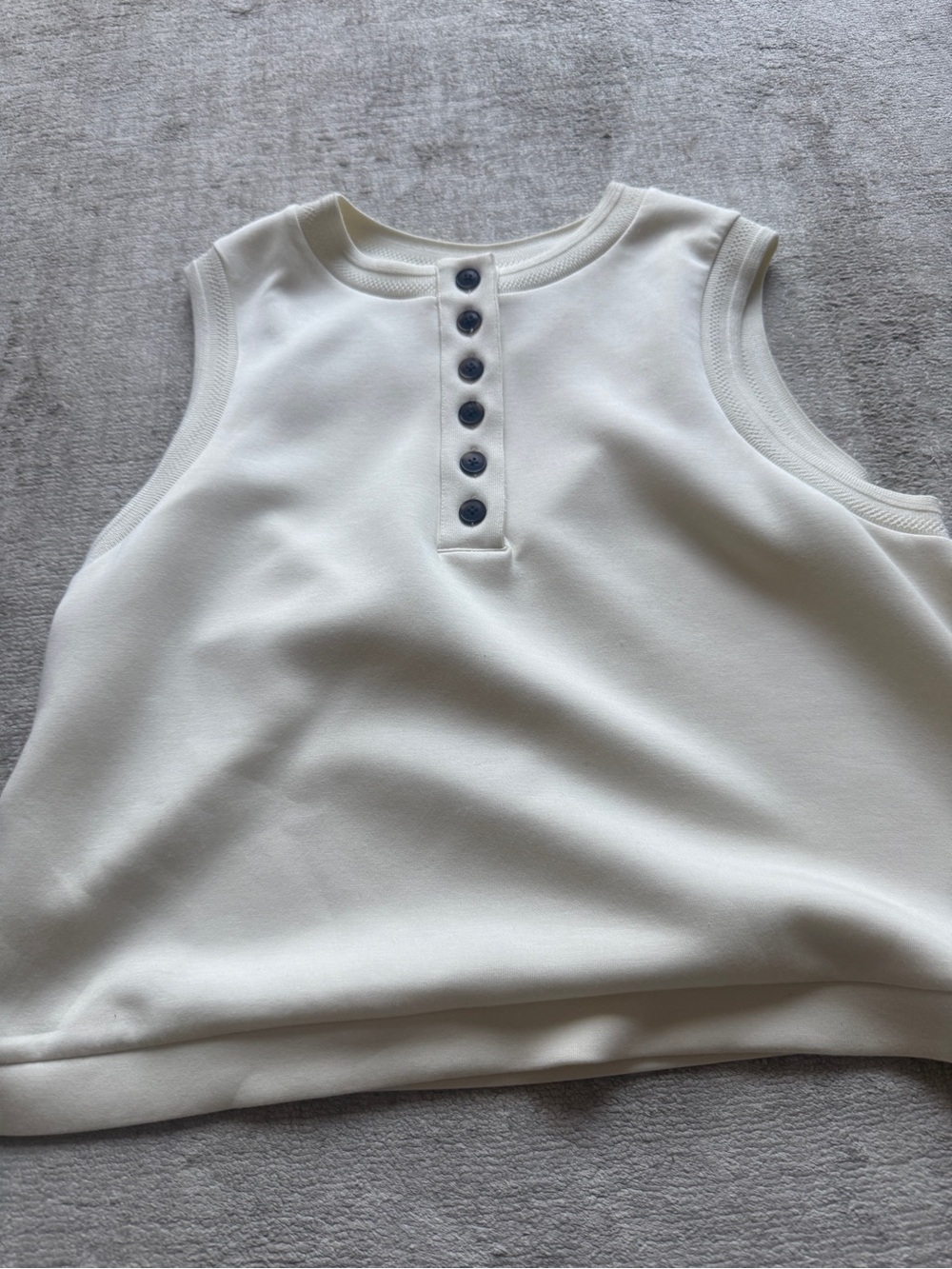 Varley Ivory Sleeveless Henley Tank and Drawstring Shorts Set - Picture 3 of 10